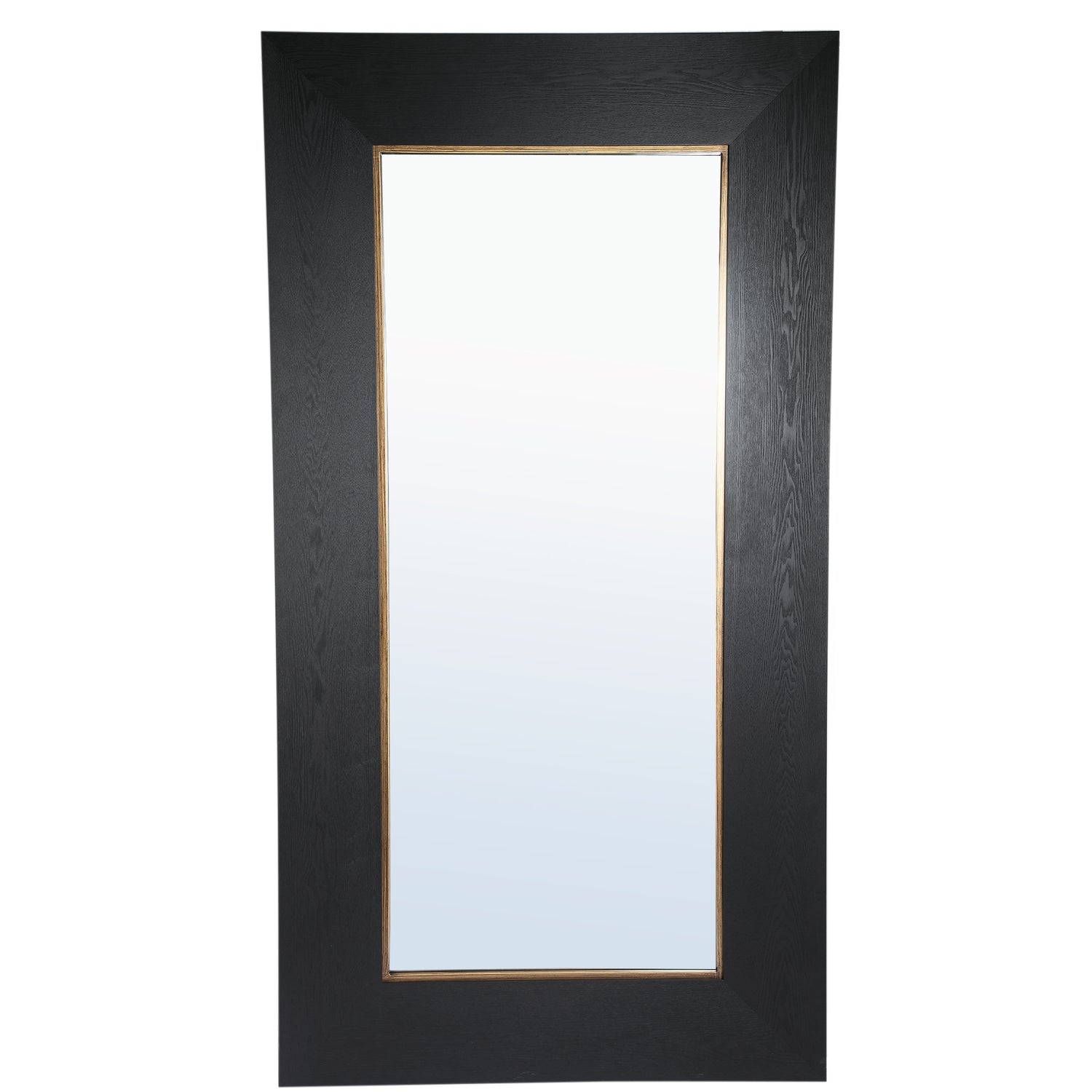 Tiess Zwarte Houten Fineer Spiegel Rechthoek Gouden Rand L 200x106.5x4 cm