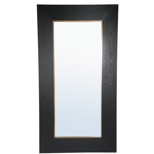 Tiess Zwarte Houten Fineer Spiegel Rechthoek Gouden Rand L 200x106.5x4 cm