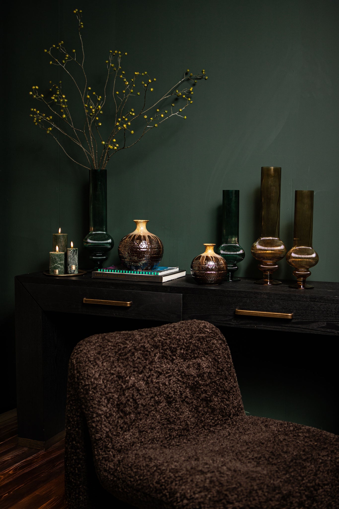 Tiess Black Wooden Veneer Sidetable 2 Drawers