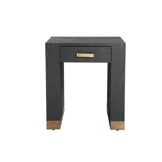 Tiess Black Wooden Veneer Bed Sidetable 1 Drawer