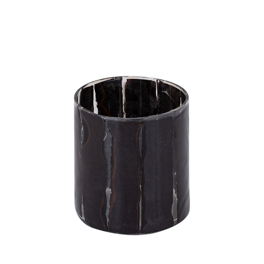 Danya Bruin Glas Rond Theelicht Papiermozaïek L - Set van 12 9x8x8 cm