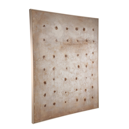 Porty Crème Wandpaneel Canvas Bruin Patroon Rechthoek 152.5x122.5x5 cm