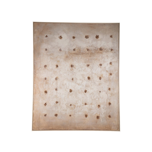 Porty Crème Wandpaneel Canvas Bruin Patroon Rechthoek 152.5x122.5x5 cm