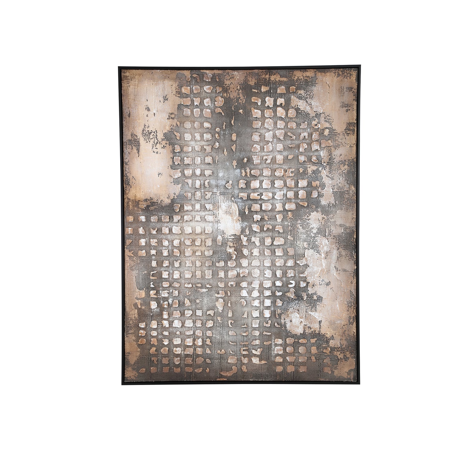 Pathe Bruin Canvas Schilderij Ruw Patroon Rechthoekig 122.5x92.5x4.5 cm