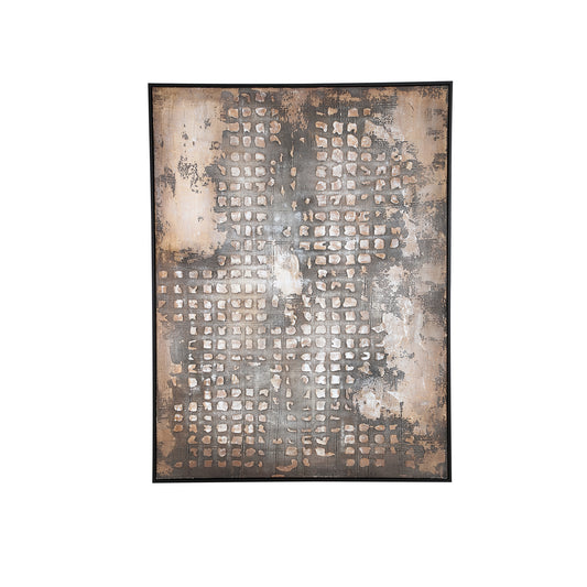 Pathe Bruin Canvas Schilderij Ruw Patroon Rechthoekig 122.5x92.5x4.5 cm