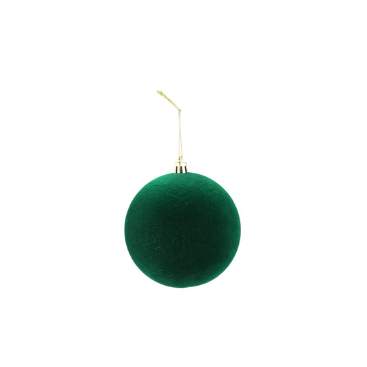 Lumi Donkergroene Kerstbal Flocking Set van 12 Stuks - 12 Sets 10x10x10 cm