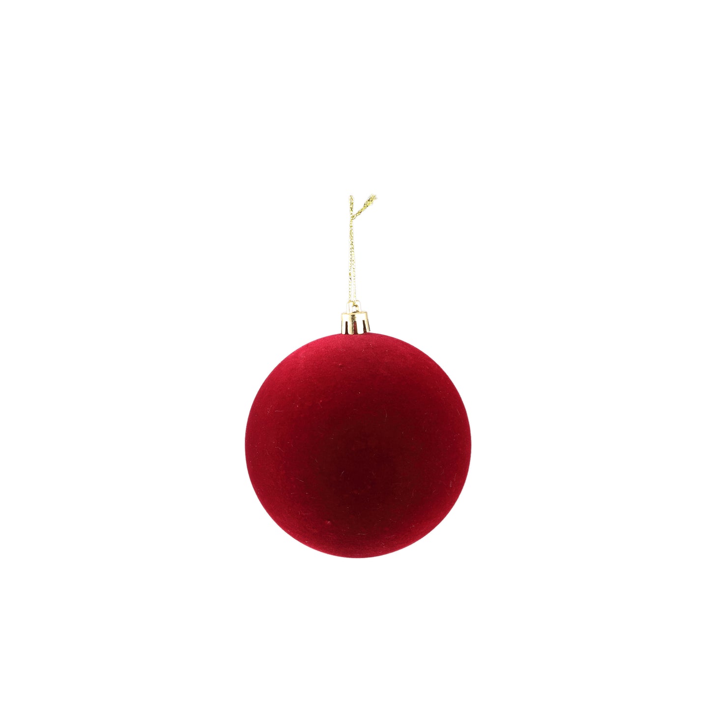 Lumi Rode Kerstbal Flocking Plain L - Set van 12 10x10x10 cm