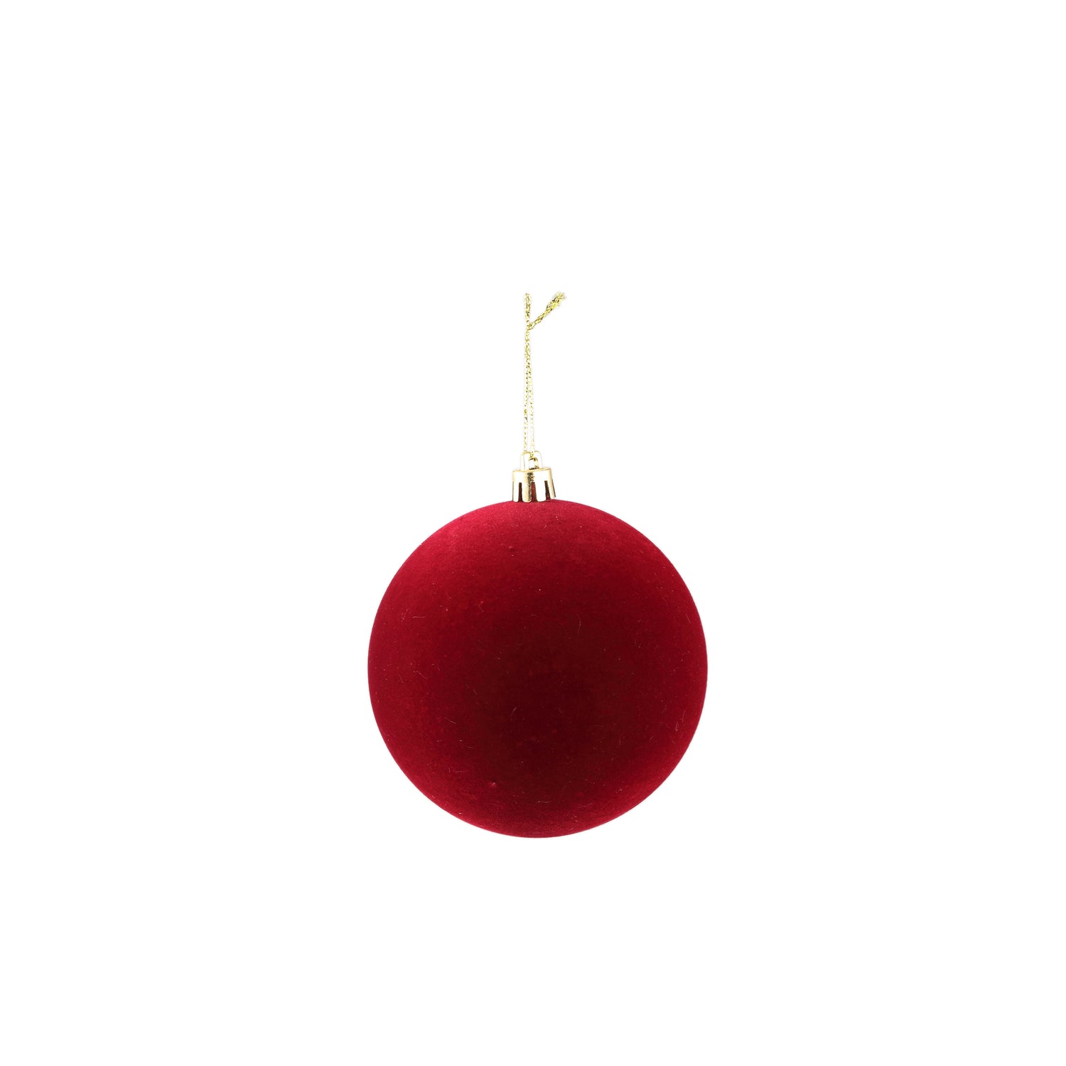 Lumi Rode Kerstbal Flocking Plain L - Set van 12 10x10x10 cm
