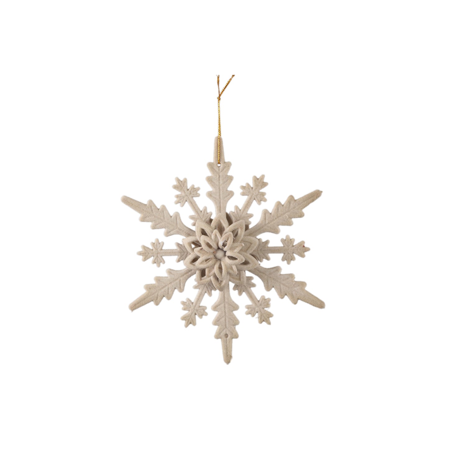 Lumi Kaki PP Flocking Sneeuwvlok Hanger Set van 12 Stuks - 12 Sets 5x16x16 cm