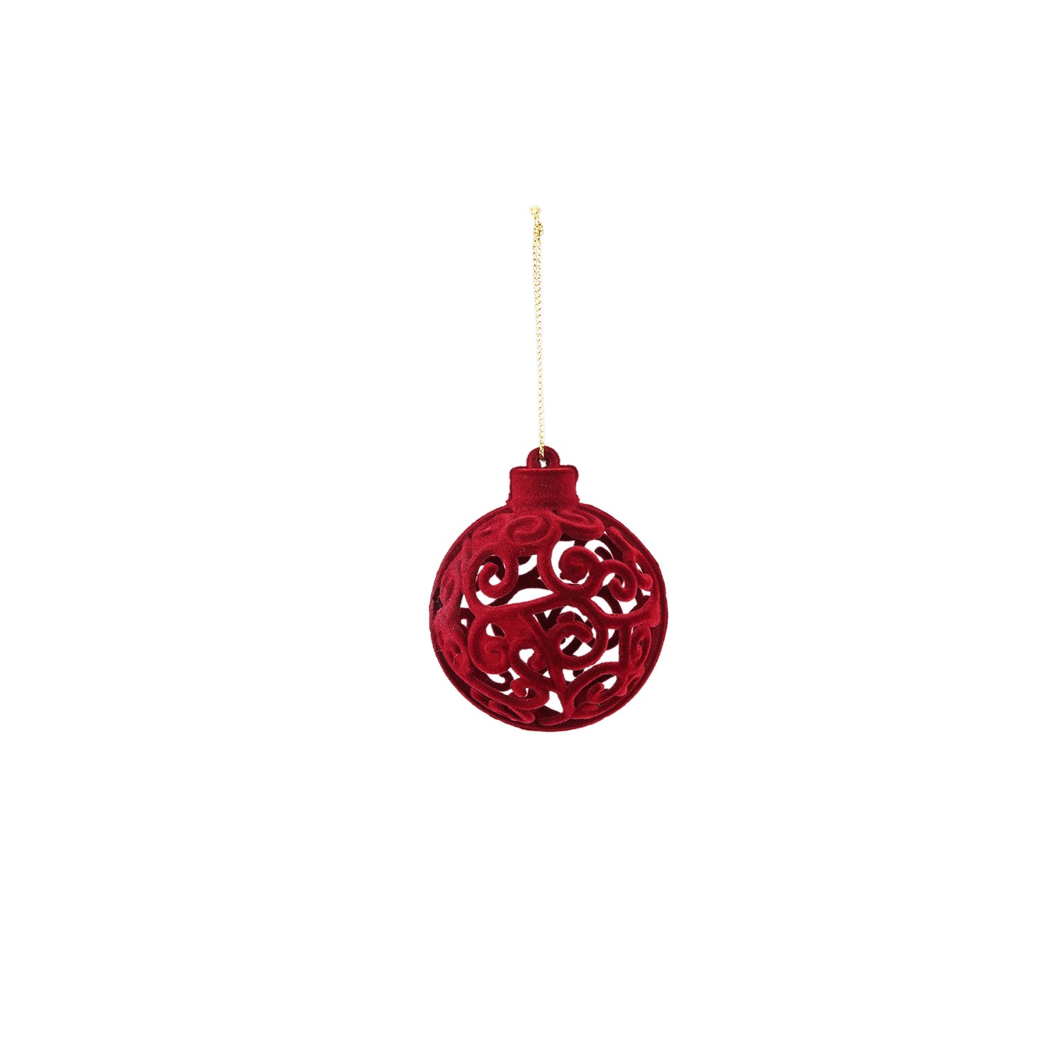 Lumi Rode PP Kerstbal Met Open Patroon - Set van 12 6x6x6 cm