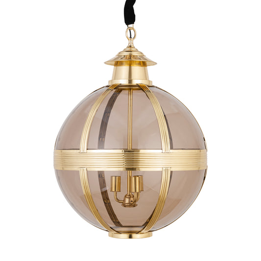 Mikk Messing Antieke Glans Glazen Hanglamp Rond L 91x66x66 cm