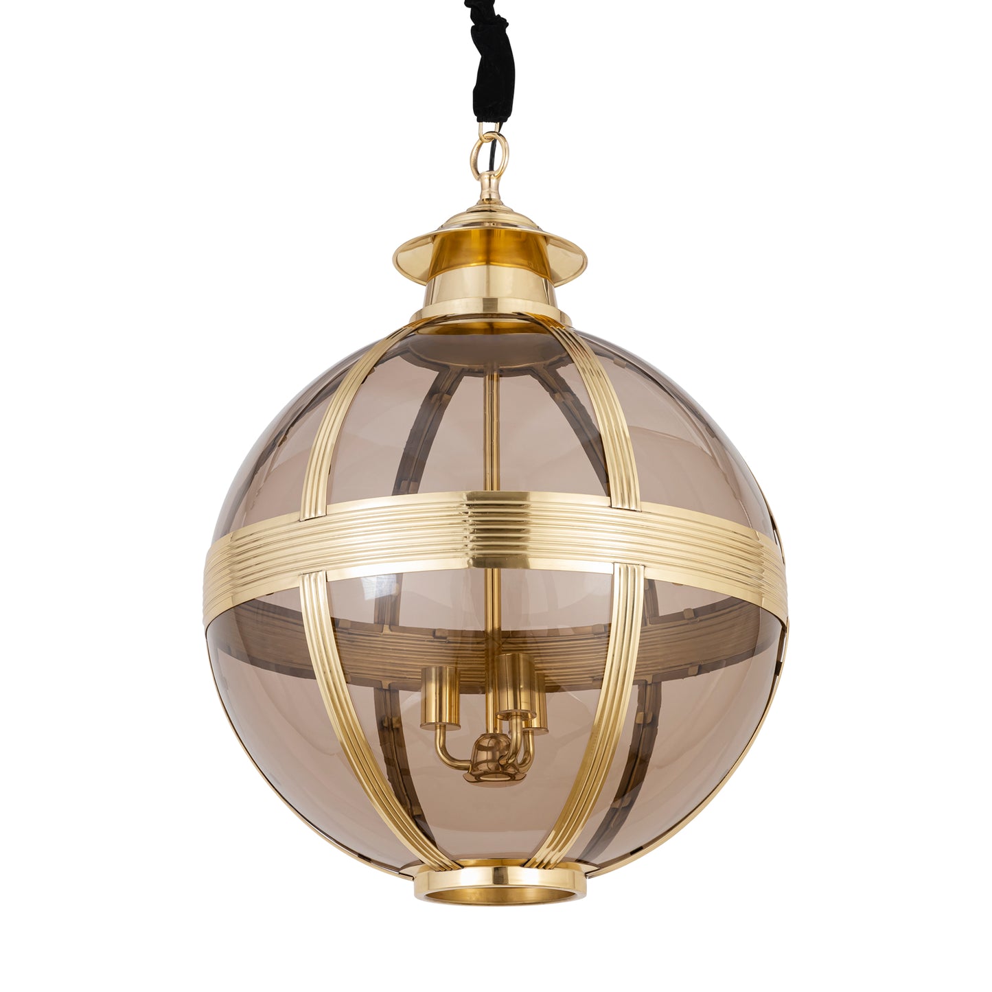 Mikk Messing Antieke Glans Glazen Hanglamp Rond L 91x66x66 cm