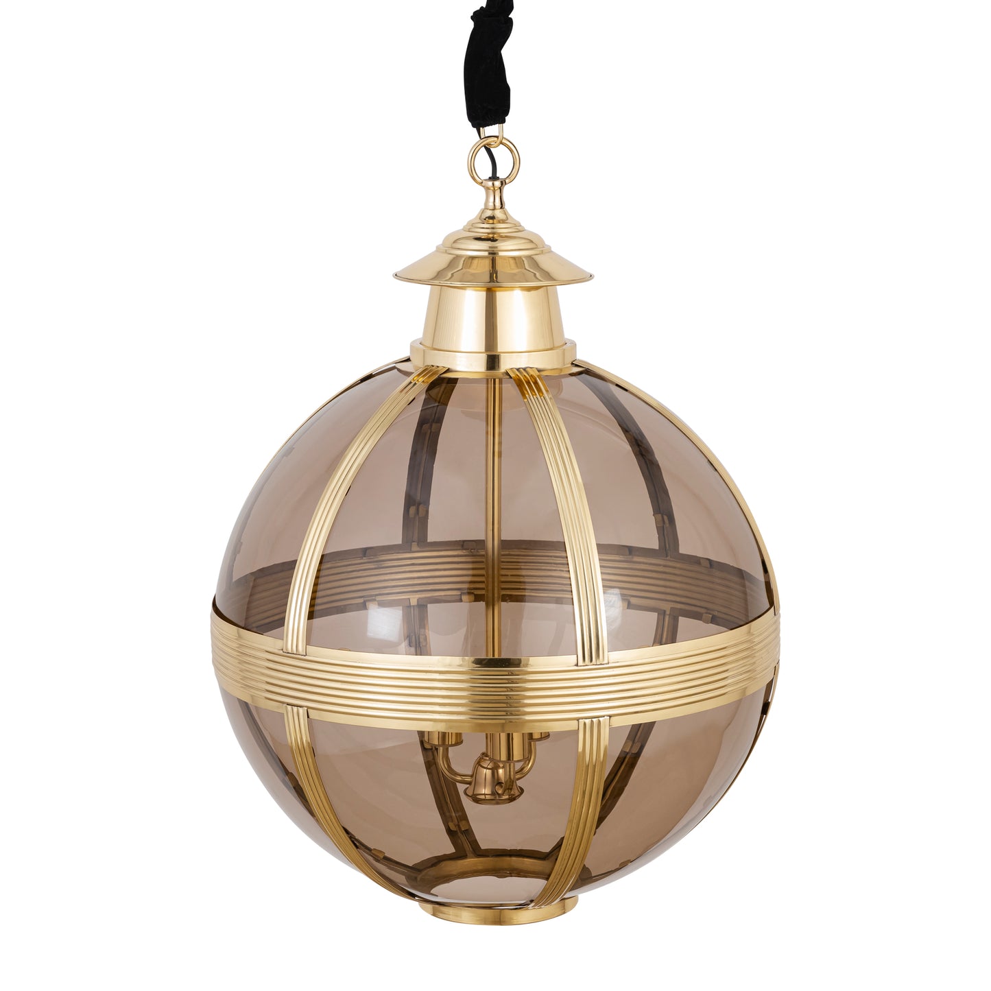 Mikk Messing Antieke Glans Glazen Hanglamp Rond L 91x66x66 cm
