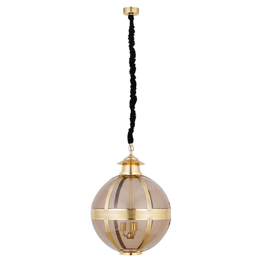 Mikk Messing Antieke Glans Glazen Hanglamp Rond L 91x66x66 cm