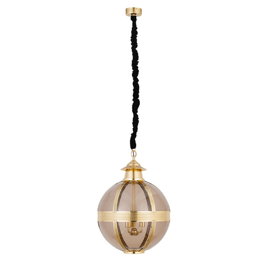 Mikk Brass Antique Luster Glass Hanging Lamp Rnd M