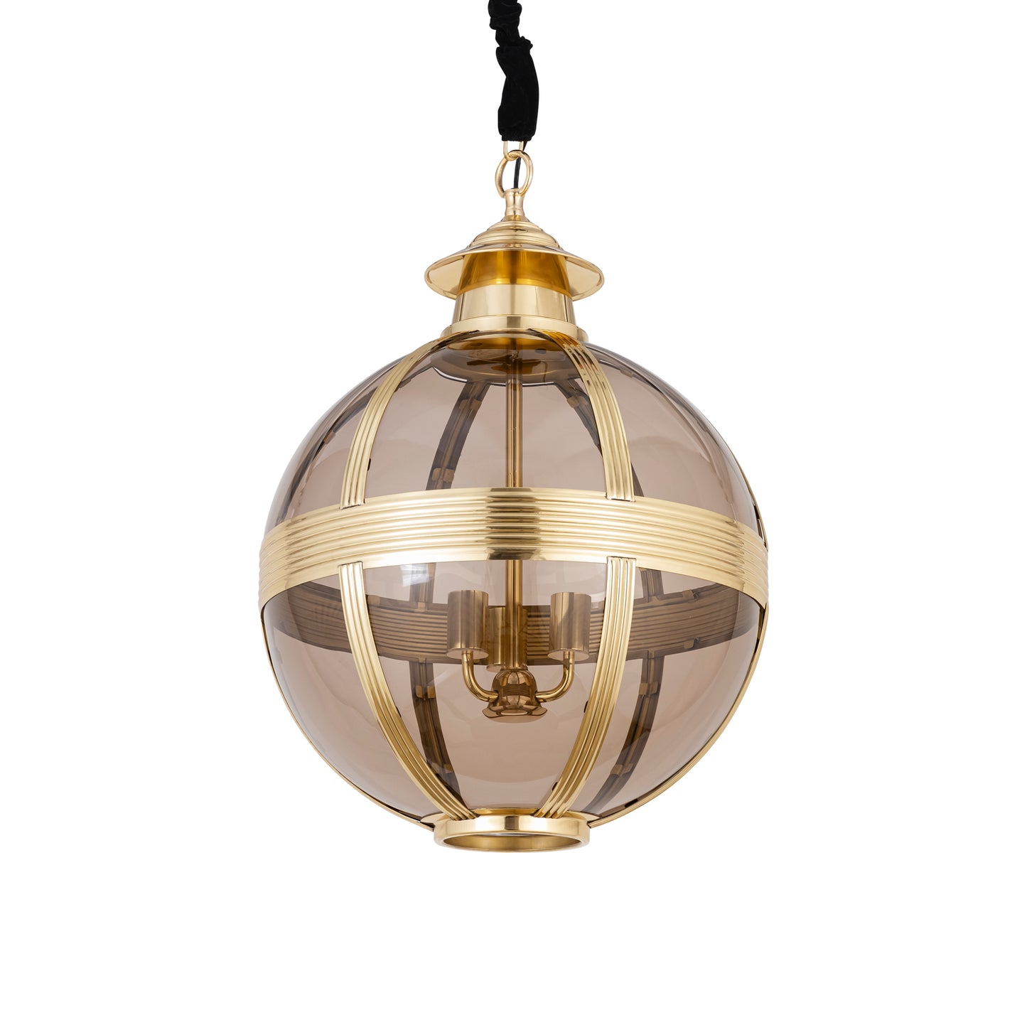 Mikk Brass Antique Luster Glass Hanging Lamp Rnd M