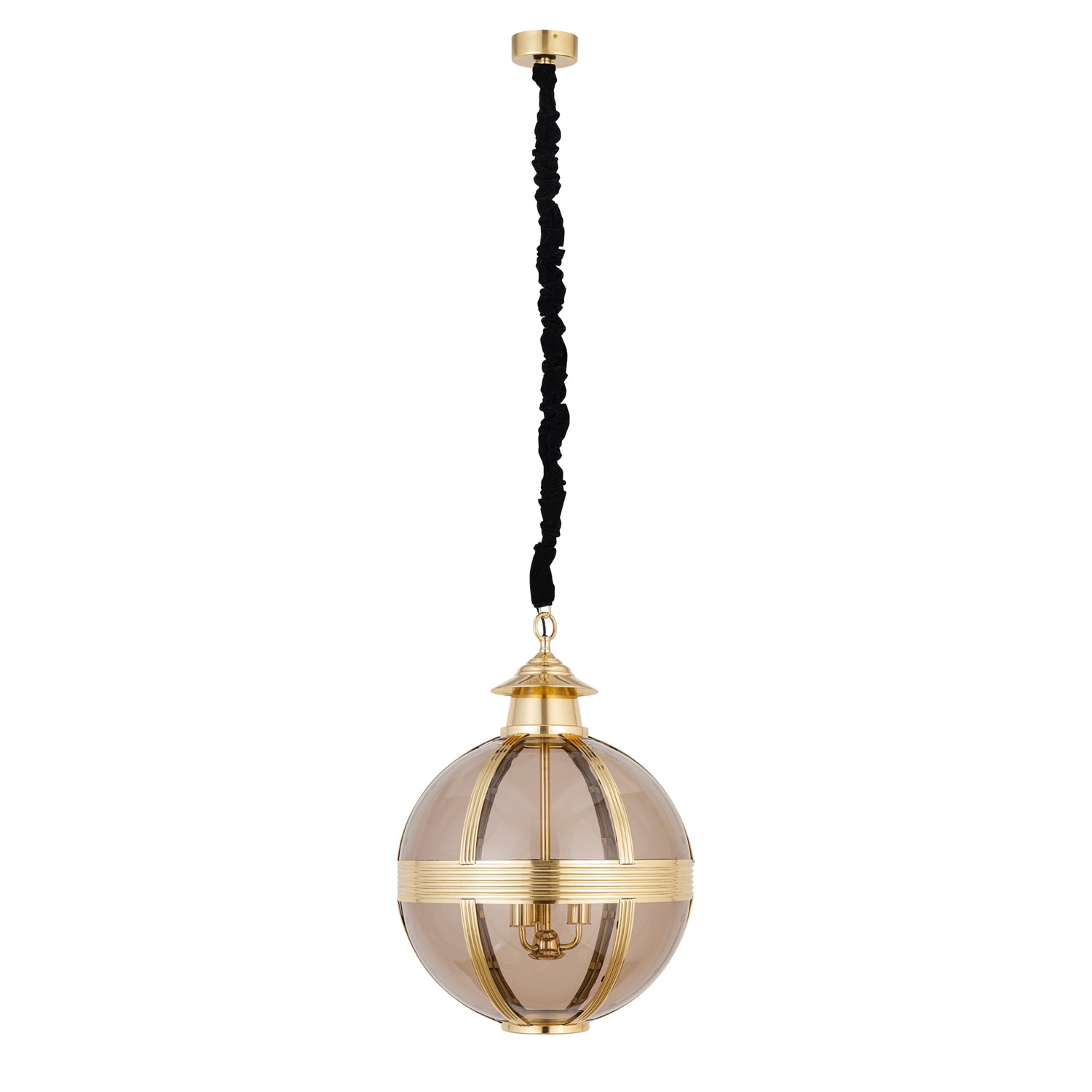 Mikk Messing Antieke Glans Glas Hanglamp Rond M 76x56x56 cm