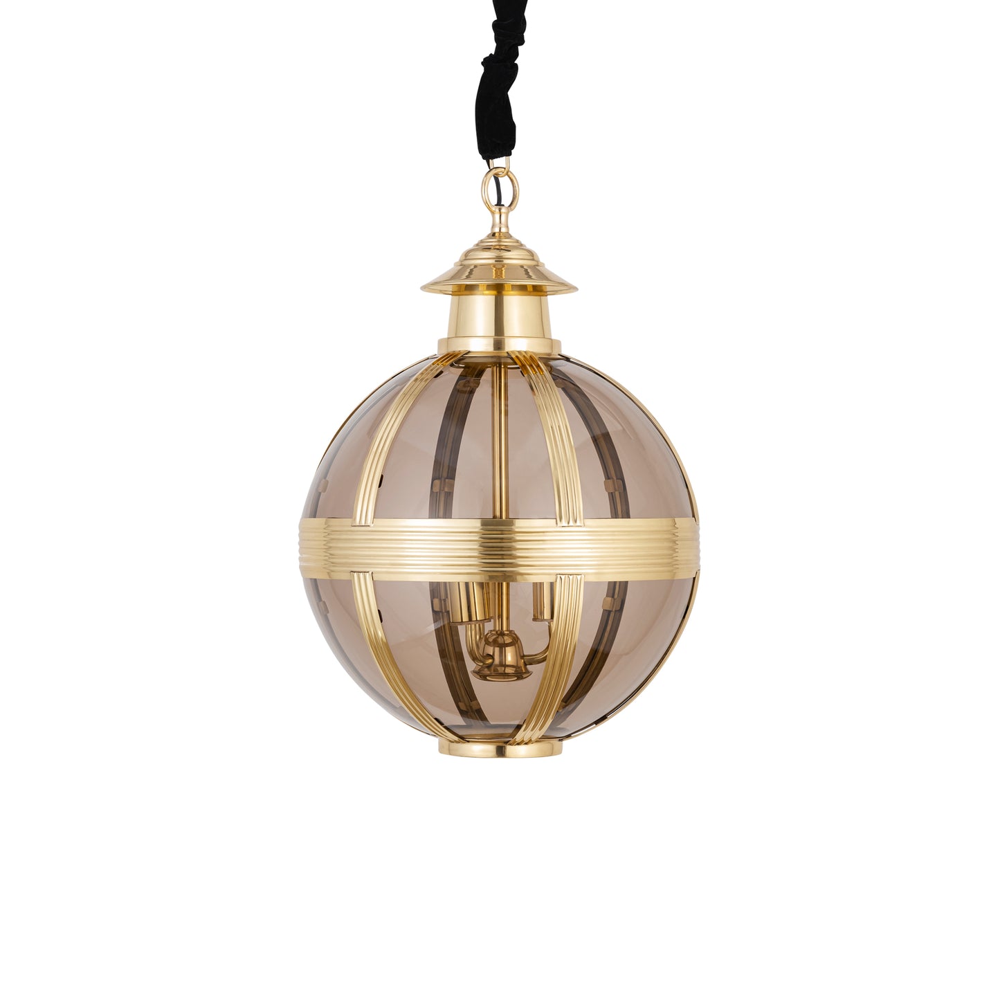 Mikk Brass Antique Luster Glass Hanging Lamp Rnd S
