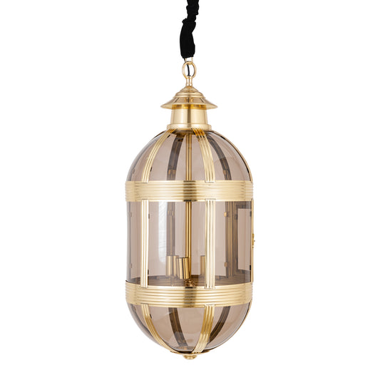 Mikk Brass Antique Lusterglass Hanging Lamp Oval L