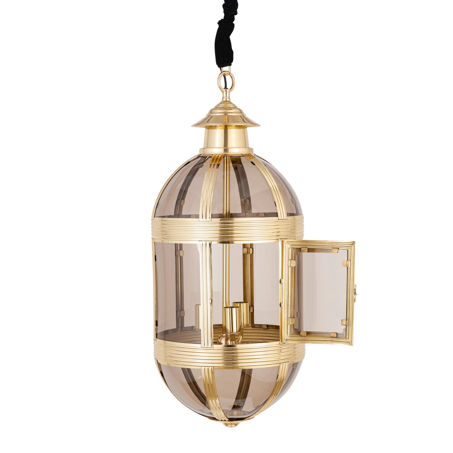 Mikk Brass Antique Lusterglass Hanging Lamp Oval L