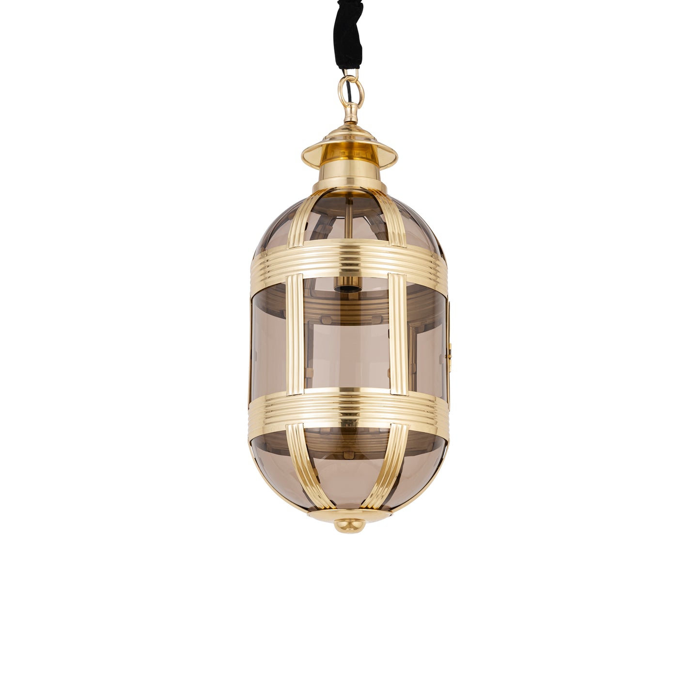 Mikk Brass Antique Lusterglass Hanging Lamp Oval S