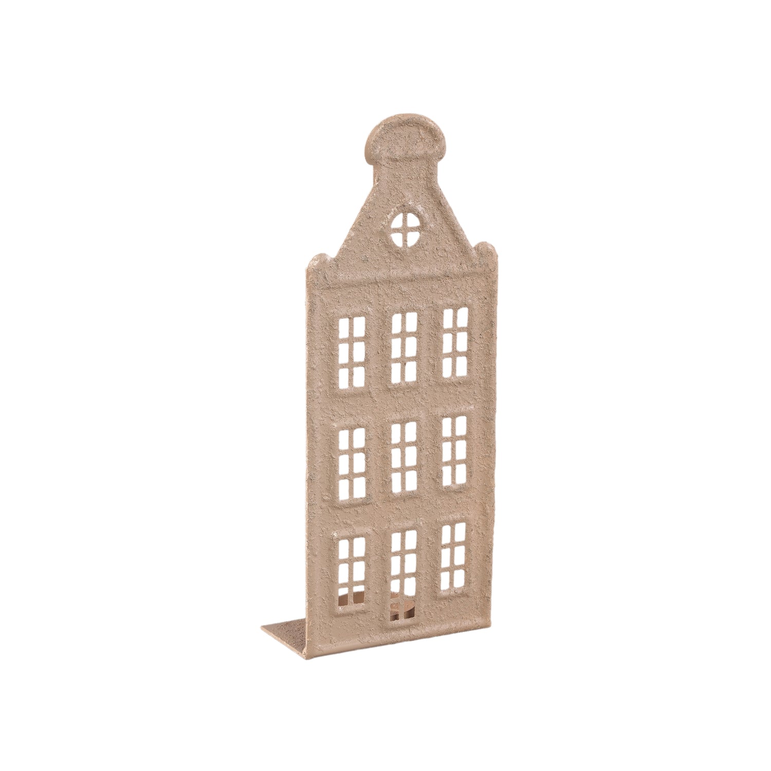Verina Beige Ijzeren Ruw Deco Windlicht Set van 4 Stuks - 4 Sets 32x32x26 cm
