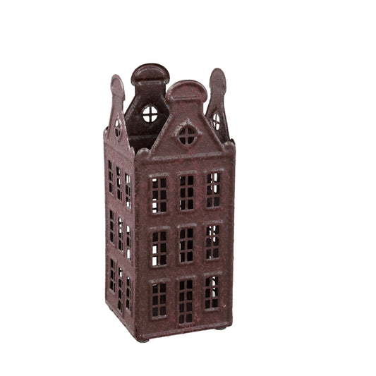 Verina Bruin Ijzeren Rough Deco Windlicht M Set van 4 - 4 Sets 30x12x12 cm