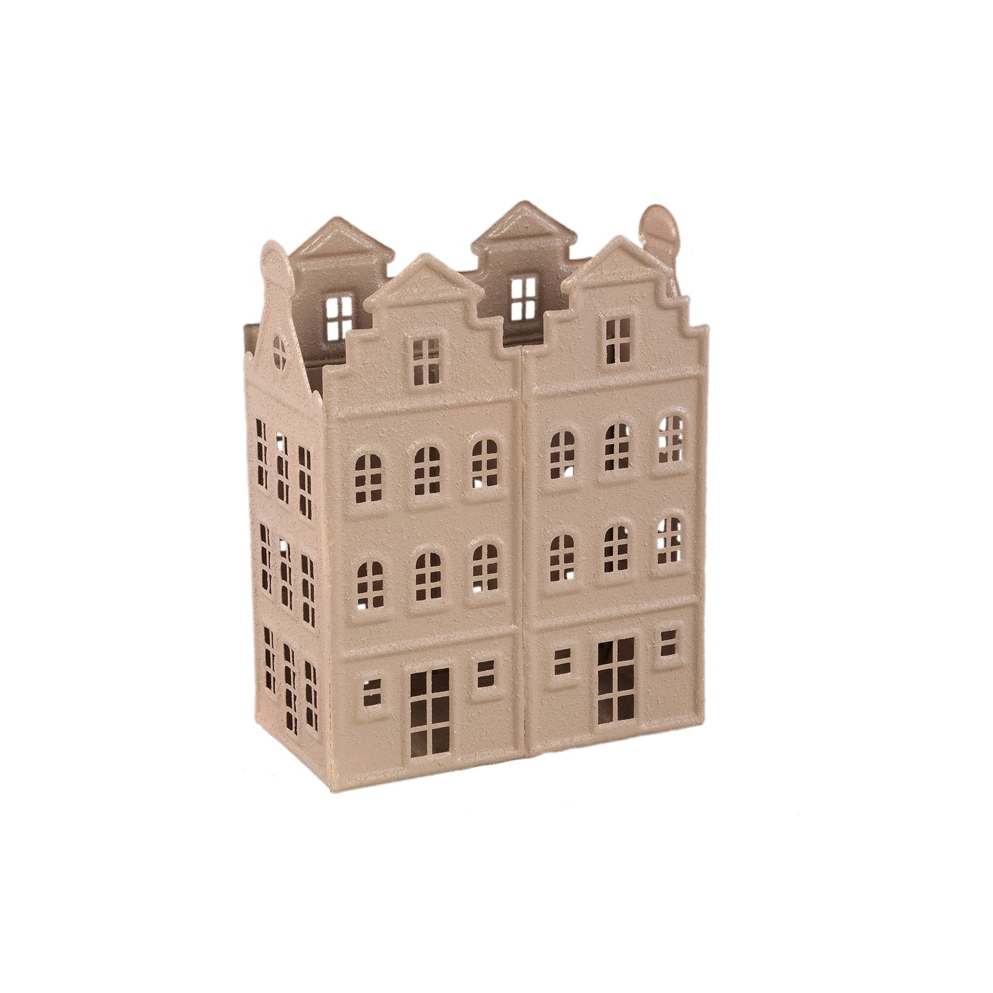 Verina Beige Ijzeren Rough Deco Windlicht L Set van 2 - 2 Sets 30x23.5x12 cm