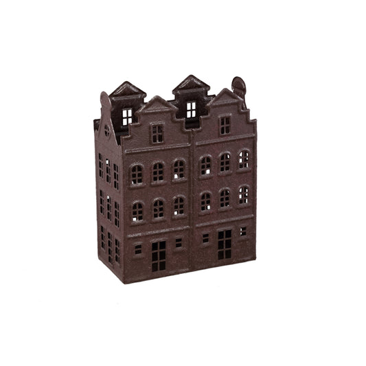 Verina Bruine Ijzeren Windlicht set van 2 stuks - 2 Sets 30x23.5x12 cm