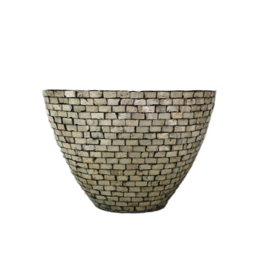 Muller Champagne Ovale Capiz Paper Poeder Pot S - Set van 2 - 2 Sets 26x36x18 cm