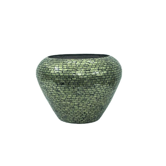 Cherryl Champagne Ronde Poly Capiz Bamboe Pot S 40x30x30 cm