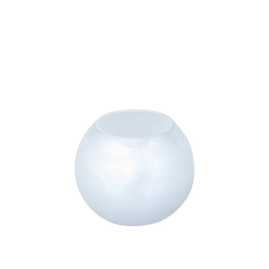 Alena Wit Glazen Rond Windlicht Pearl Finish Set van 6 Stuks - 6 Sets 11x12x12 cm