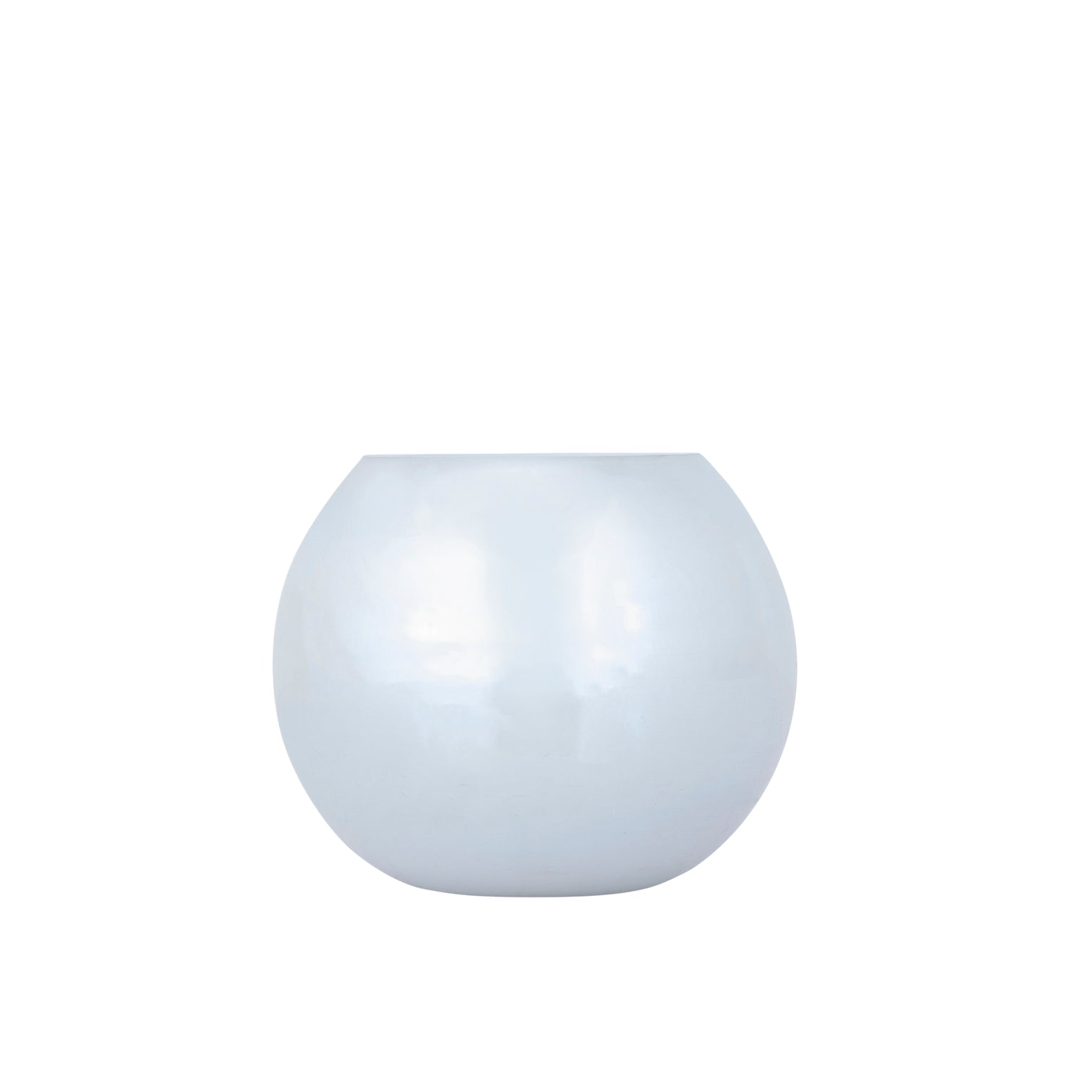 Alena Wit Glazen Rond Windlicht Pearl Finish Set van 6 Stuks - 6 Sets 11x12x12 cm