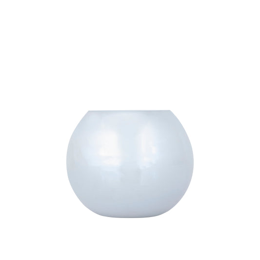 Alena Wit Glazen Rond Windlicht Pearl Finish Set van 6 Stuks - 6 Sets 11x12x12 cm