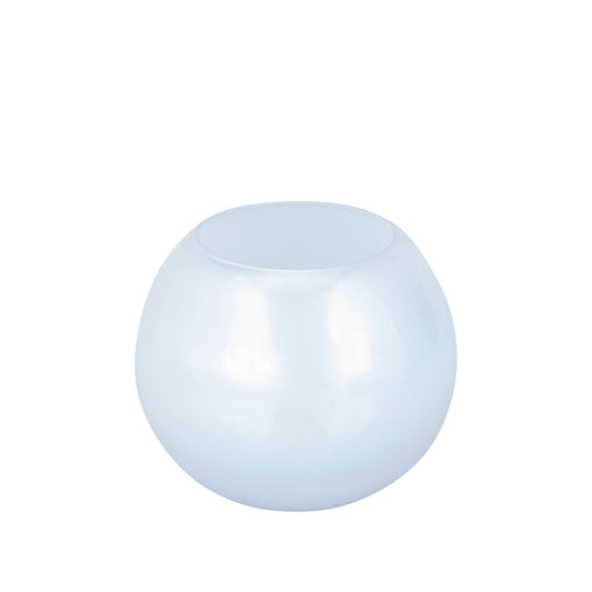 Alena Wit Glazen Rond Windlicht Parel Afwerking Set van 4 - 4 Sets 15x18x18 cm