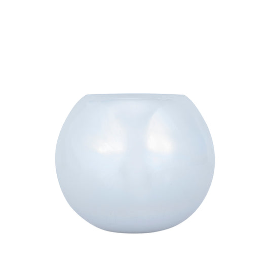 Alena Wit Glazen Rond Windlicht Parel Afwerking Set van 4 - 4 Sets 15x18x18 cm