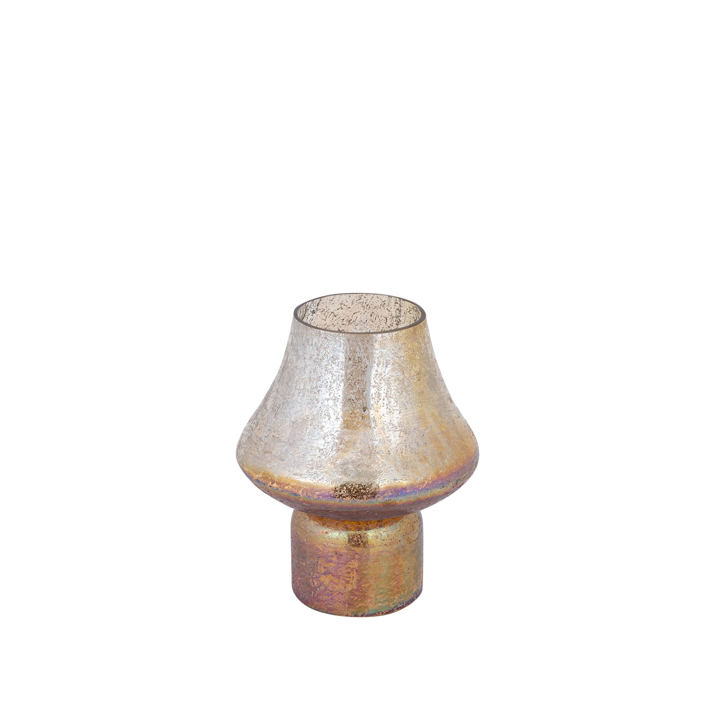 Loissa Rust Rond Windlicht Glas Ruw Afwerking Set van 6 - 6 Sets 20x15x15 cm
