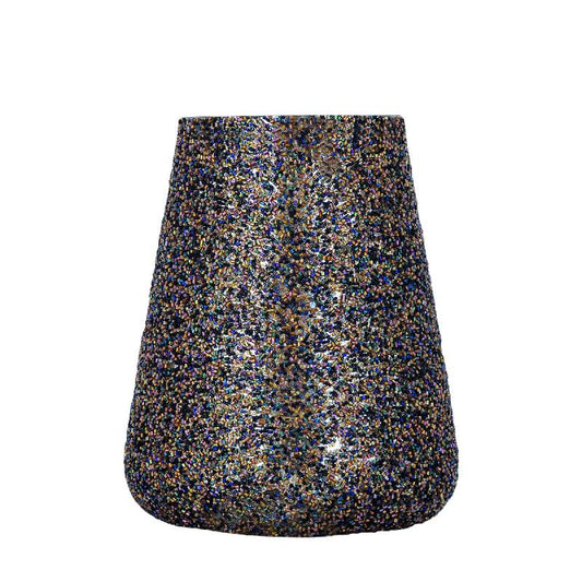 Leahna Bruin Rond Glaze Windlicht met Kralen Set van 2 19x15x15 cm