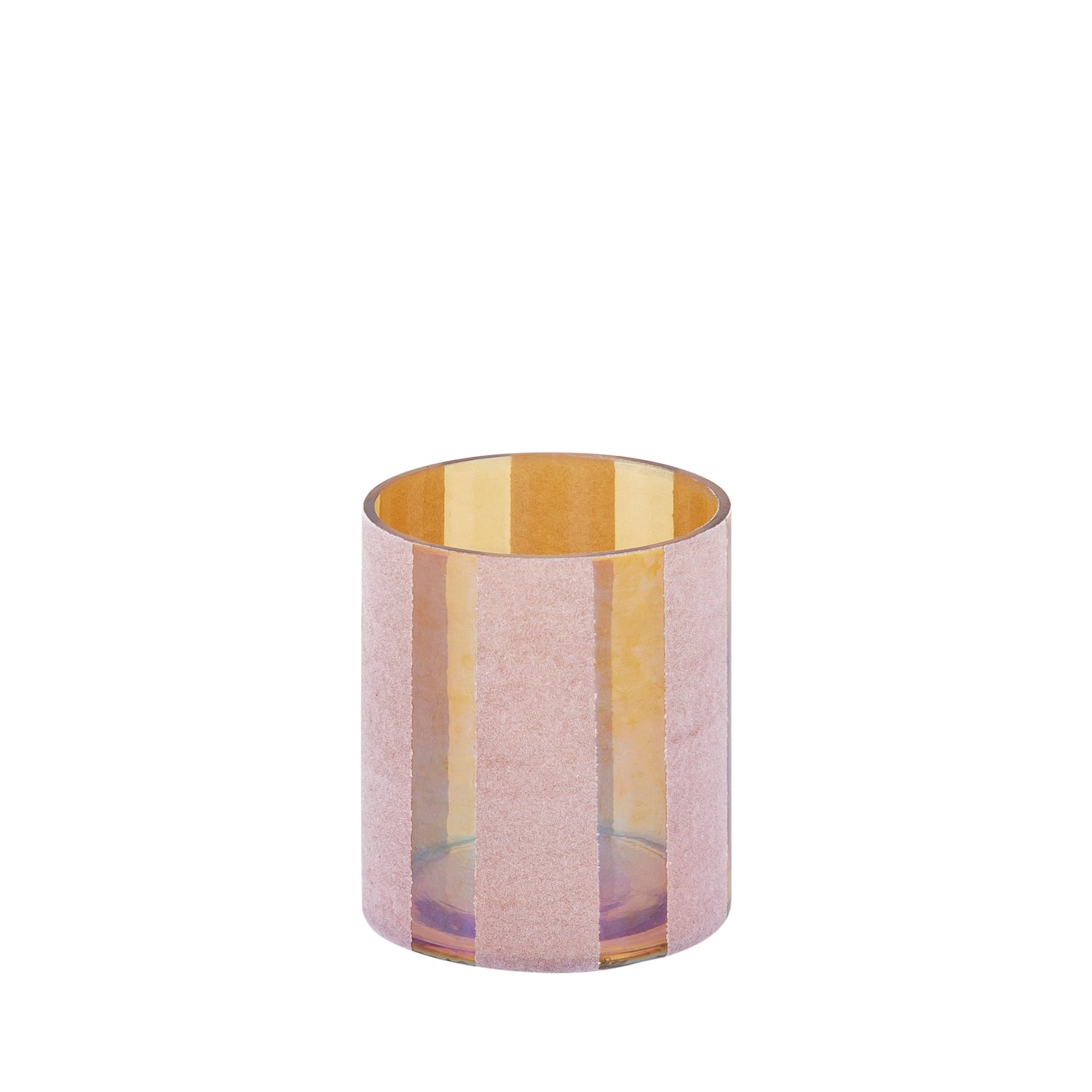 Jeyden Roze Rond Glazen Windlicht Flocking Set van 12 Stuks - 12 Sets 14x13x13 cm