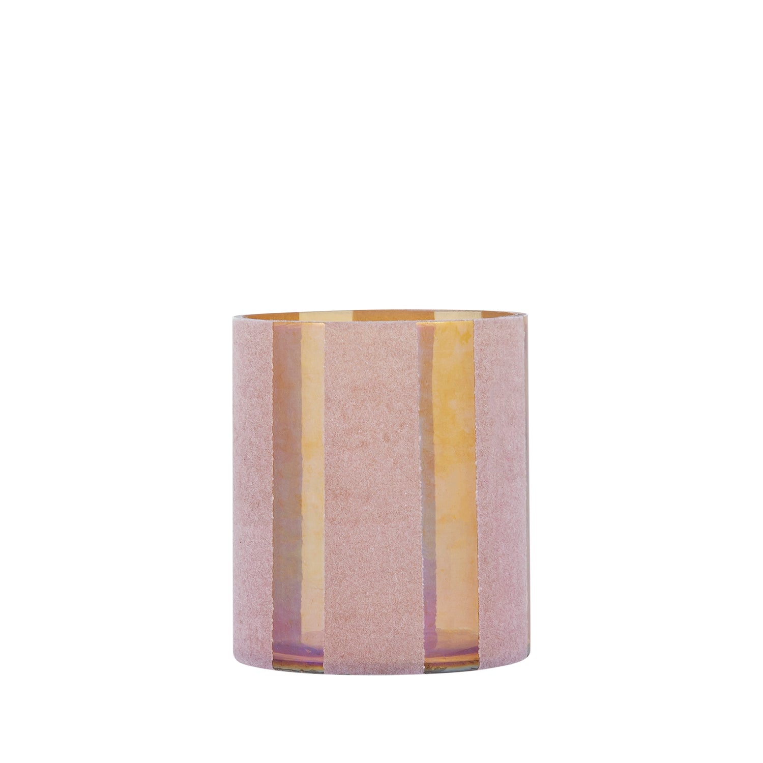 Jeyden Roze Rond Glazen Windlicht Flocking Set van 12 Stuks - 12 Sets 14x13x13 cm
