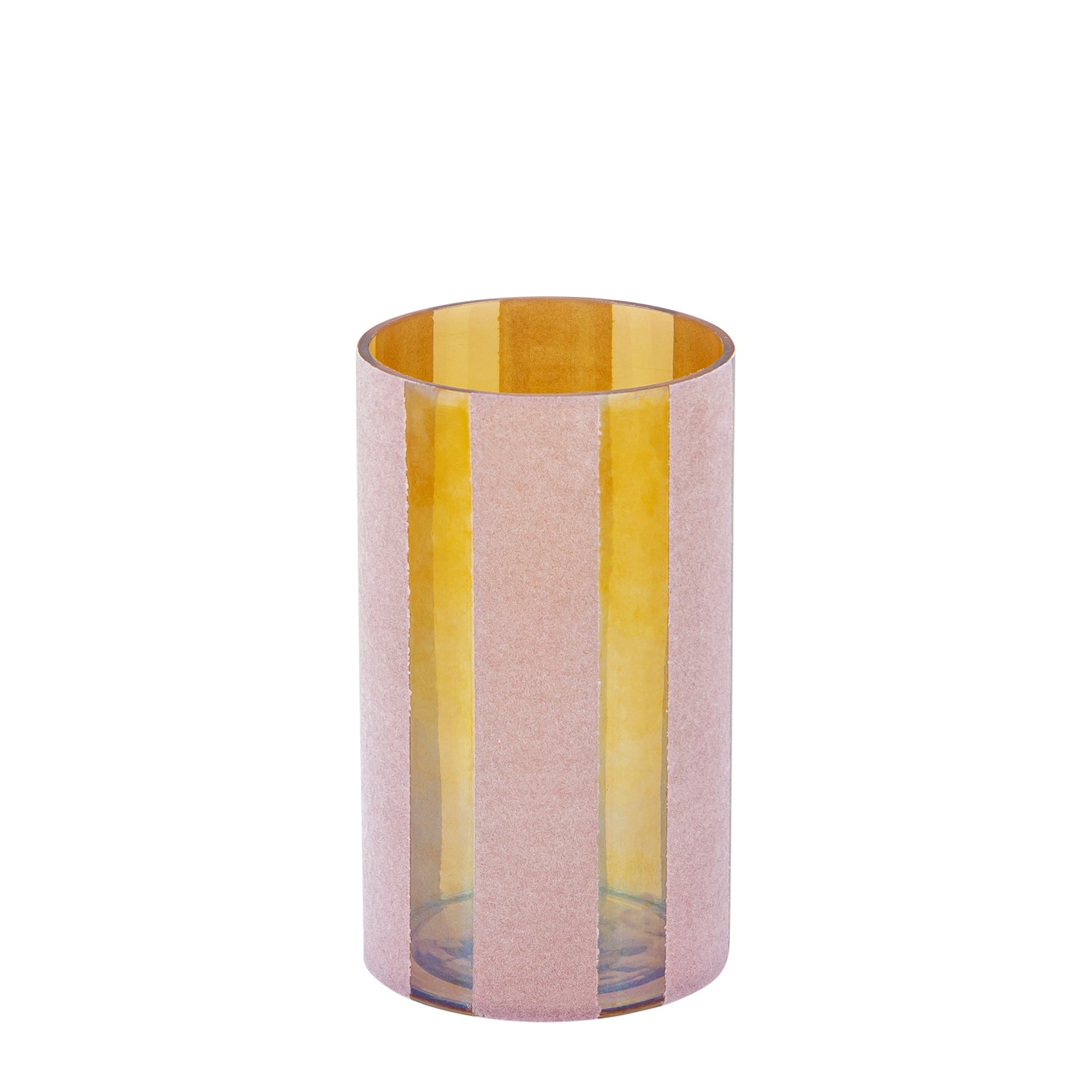 Jeyden Roze Rond Glazen Windlicht Flocking Set van 4 Stuks - 4 Sets 20x13x13 cm