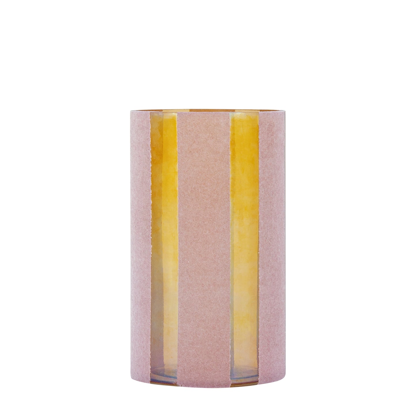 Jeyden Roze Rond Glazen Windlicht Flocking Set van 4 Stuks - 4 Sets 20x13x13 cm