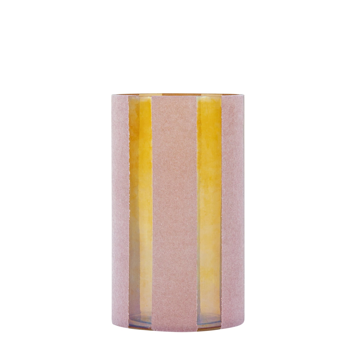 Jeyden Roze Rond Glazen Windlicht Flocking Set van 4 Stuks - 4 Sets 20x13x13 cm