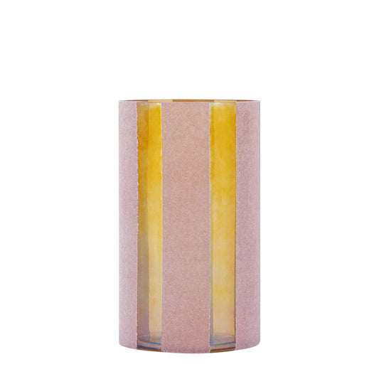 Jeyden Roze Rond Glazen Windlicht Flocking Set van 4 Stuks - 4 Sets 20x13x13 cm
