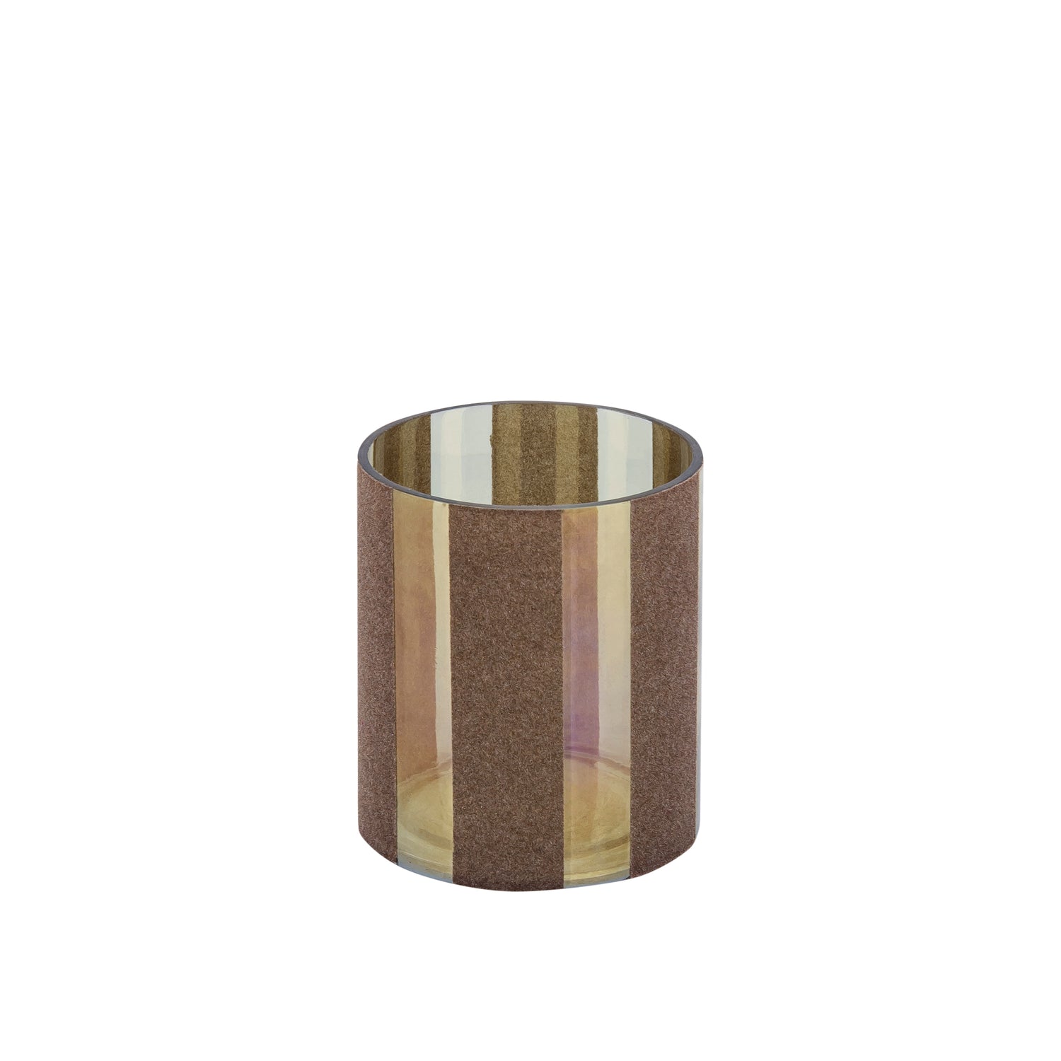 Jeyden Bruin Rond Glazen Windlicht Flocking Set van 12 Stuks - 12 Sets 14x13x13 cm