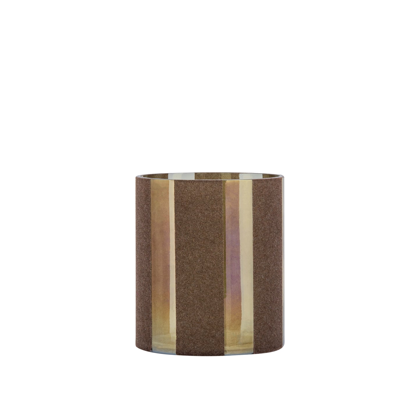 Jeyden Bruin Rond Glazen Windlicht Flocking Set van 12 Stuks - 12 Sets 14x13x13 cm