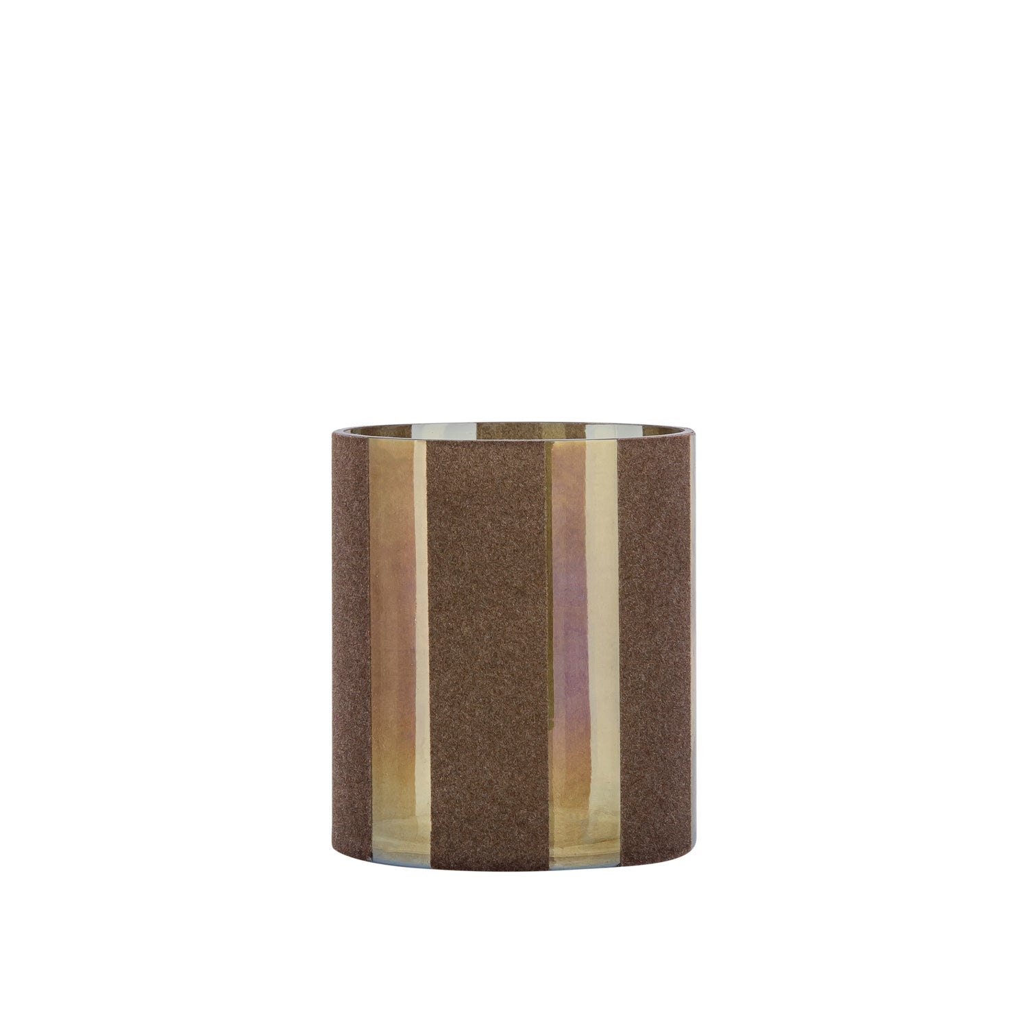 Jeyden Bruin Rond Glazen Windlicht Flocking Set van 12 Stuks - 12 Sets 14x13x13 cm
