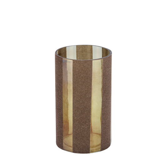 Jeyden Bruin Rond Glazen Windlicht Flocking Set van 4 Stuks - 4 Sets 20x13x13 cm