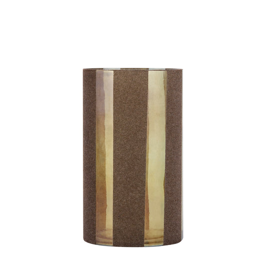 Jeyden Bruin Rond Glazen Windlicht Flocking Set van 4 Stuks - 4 Sets 20x13x13 cm