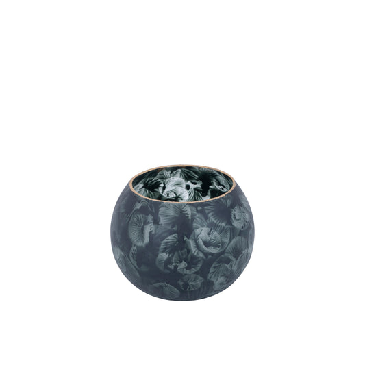 Maky Grijs Rond Glazen Theelicht met Gouden Top - Set van 12 9x10x10 cm